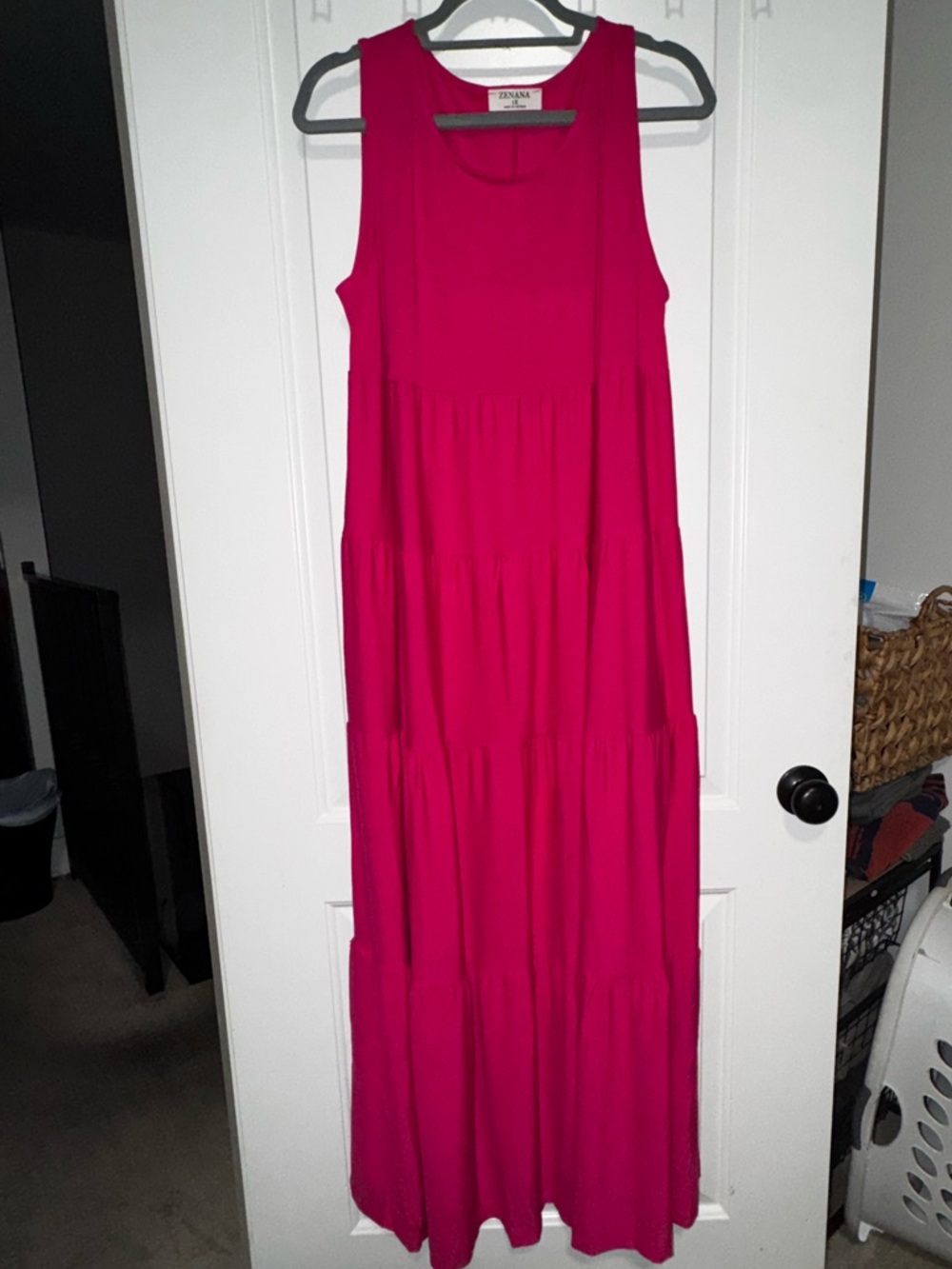 NWOT Zenana Outfitters Sleeveless Tiered Maxi Dress in Hot Pink